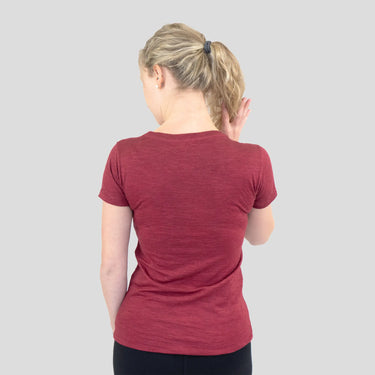 Women's Alpaca Wool T-Shirt: 160 Ultralight Crew Neck color natural red