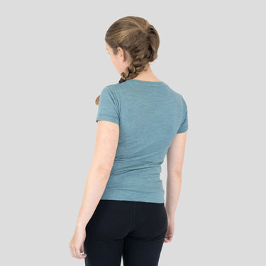 Women's Alpaca Wool T-Shirt: 160 Ultralight Crew Neck color natural turquoise