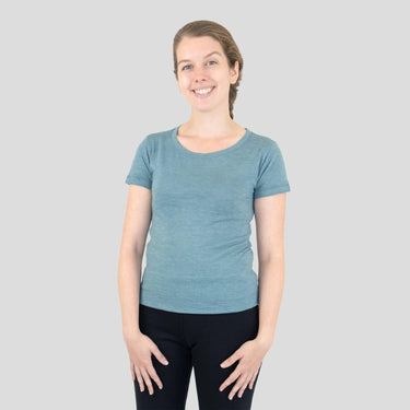 Women's Alpaca Wool T-Shirt: 160 Ultralight Crew Neck Color Natural Turquoise