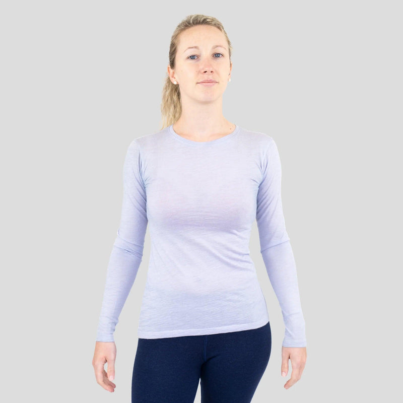 women alpaca wool shirt long sleeve ultralight color lilac