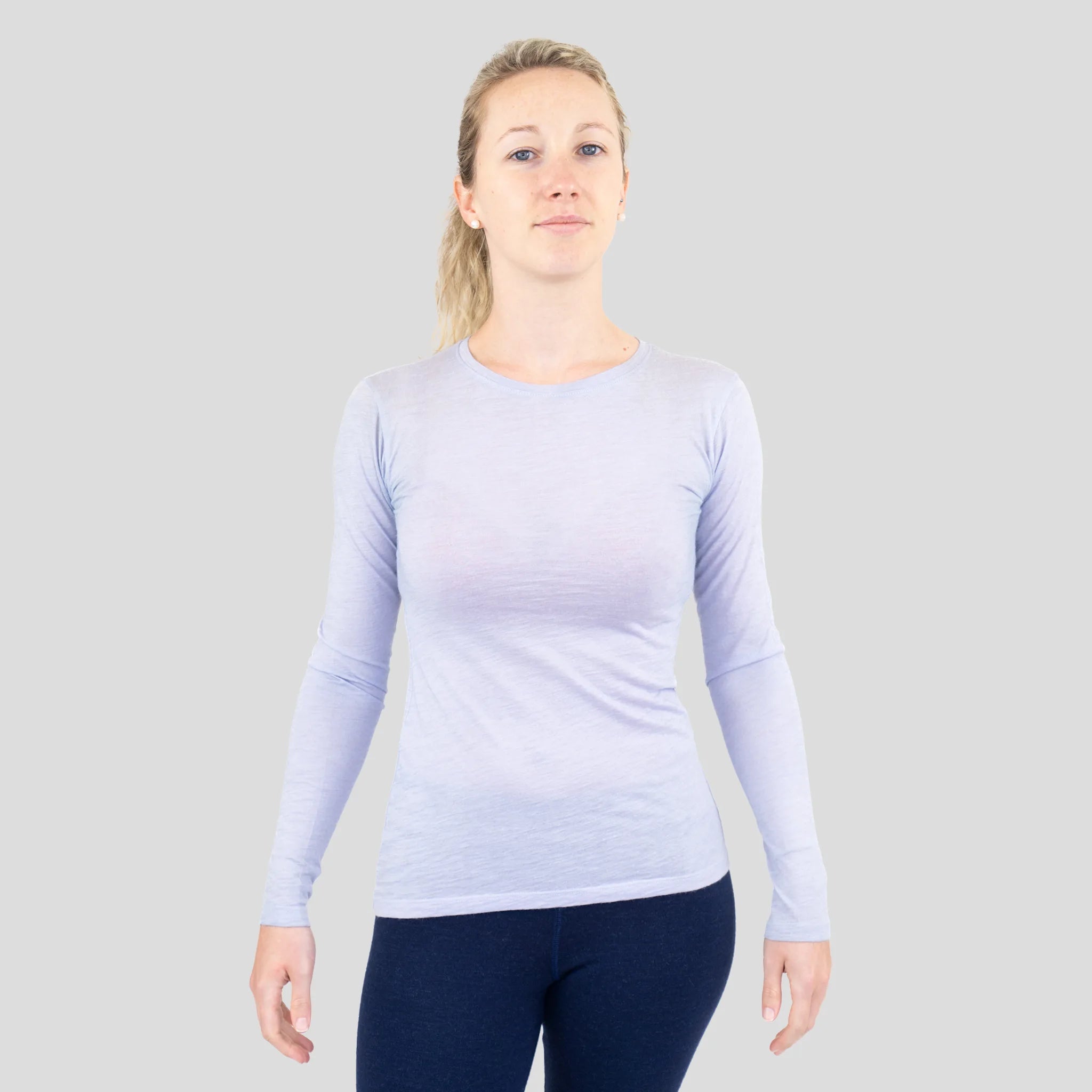 Women's Alpaca Wool Long Sleeve Shirt: 160 Ultralight color Lilac