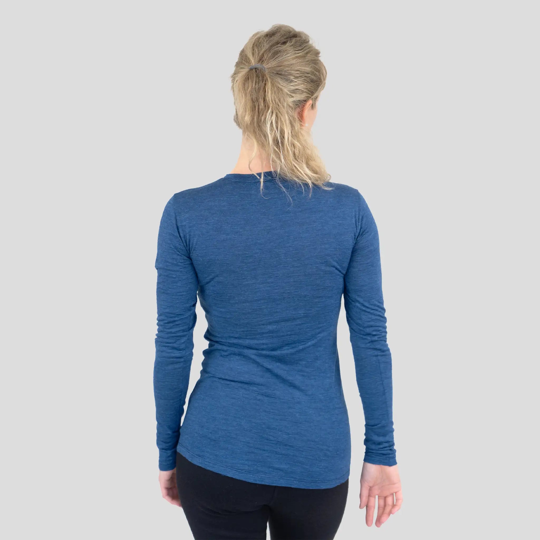 Women's Alpaca Wool Long Sleeve Shirt: 160 Ultralight color Natural Blue