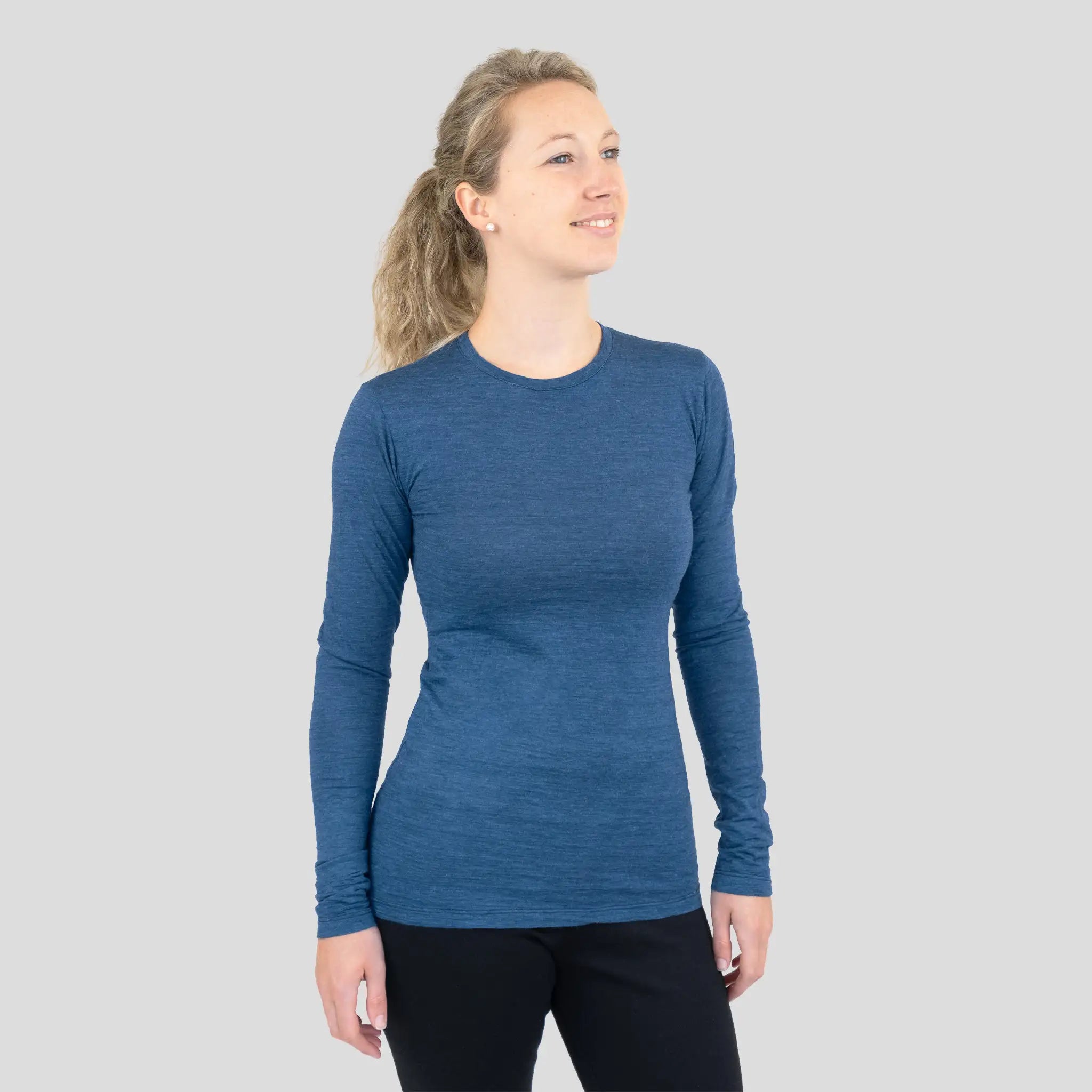 women alpaca wool shirt long sleeve ultralight color natural blue