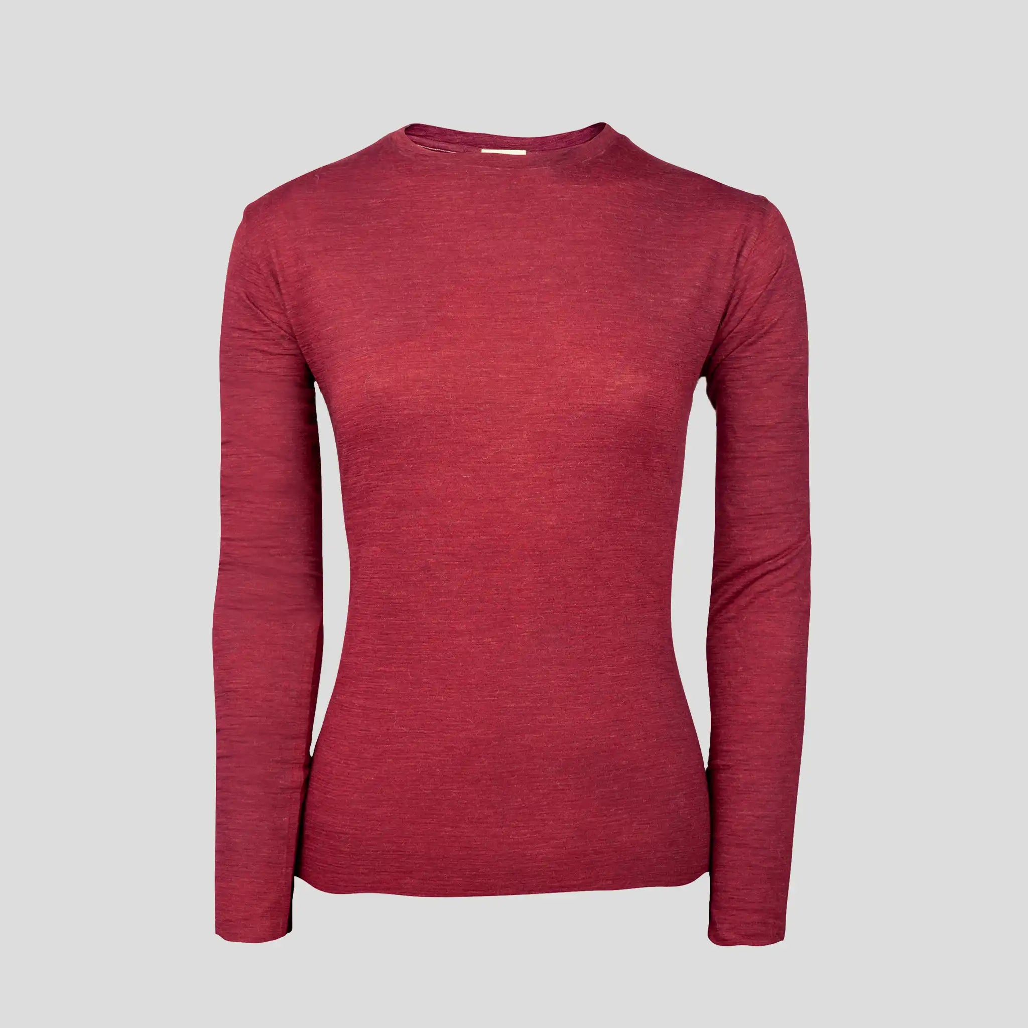 Women's Alpaca Wool Long Sleeve Shirt: 160 Ultralight color Natural Red