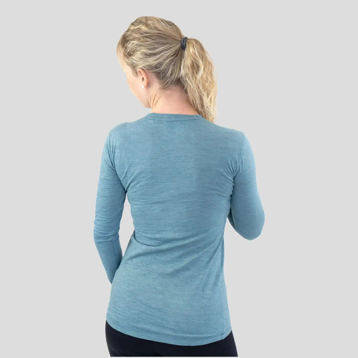 Women's Alpaca Wool Long Sleeve T-Shirt: 160 Ultralight color natural turquoise
