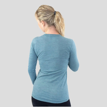 Women's Alpaca Wool Long Sleeve T-Shirt: 160 Ultralight color natural turquoise