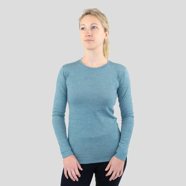 Women's Alpaca Wool Long Sleeve T-Shirt: 160 Ultralight color natural turquoise