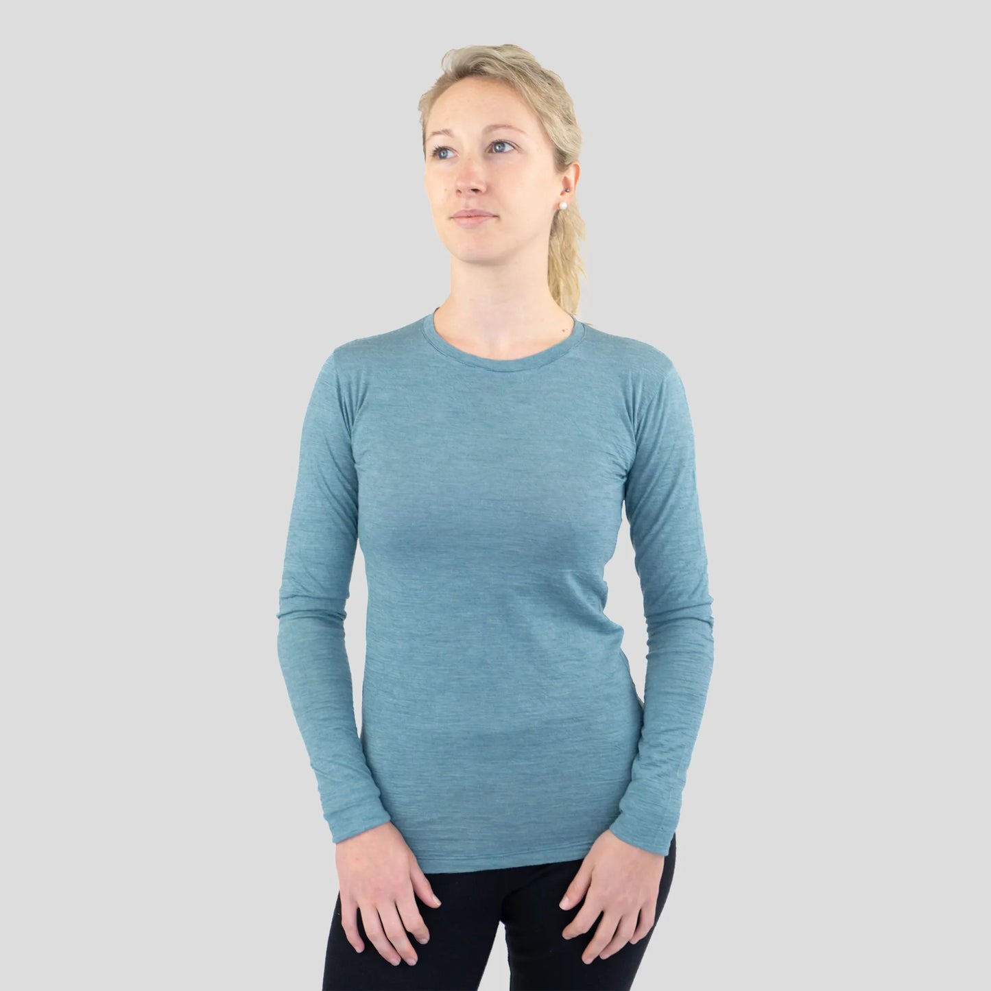 women alpaca wool shirt long sleeve ultralight color natural turquoise