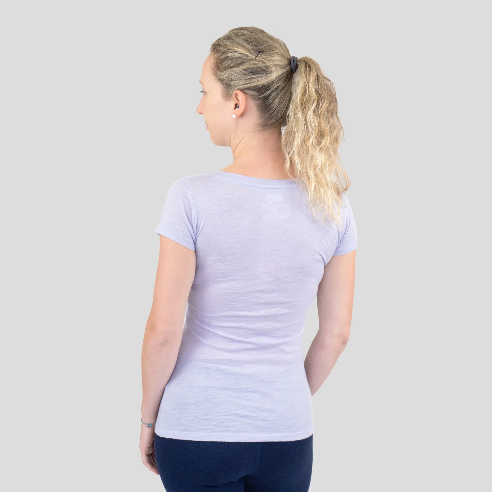 Women's Alpaca Wool Shirt: 160 Ultralight V-Neck color Lilac