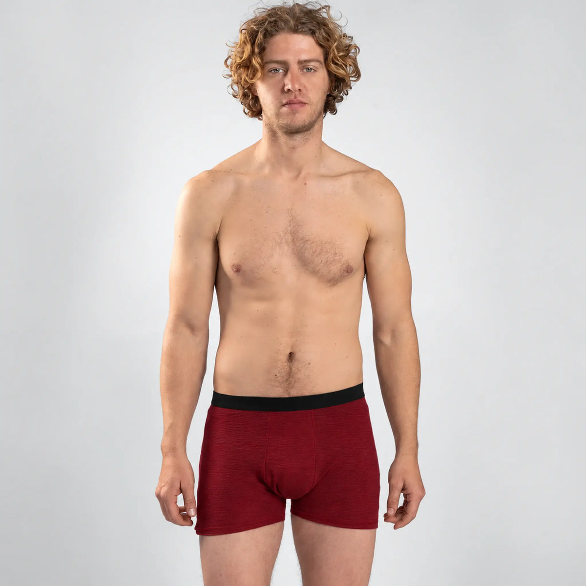 Men's Alpaca Wool Boxer Briefs: 160 Ultralight color natural maroon