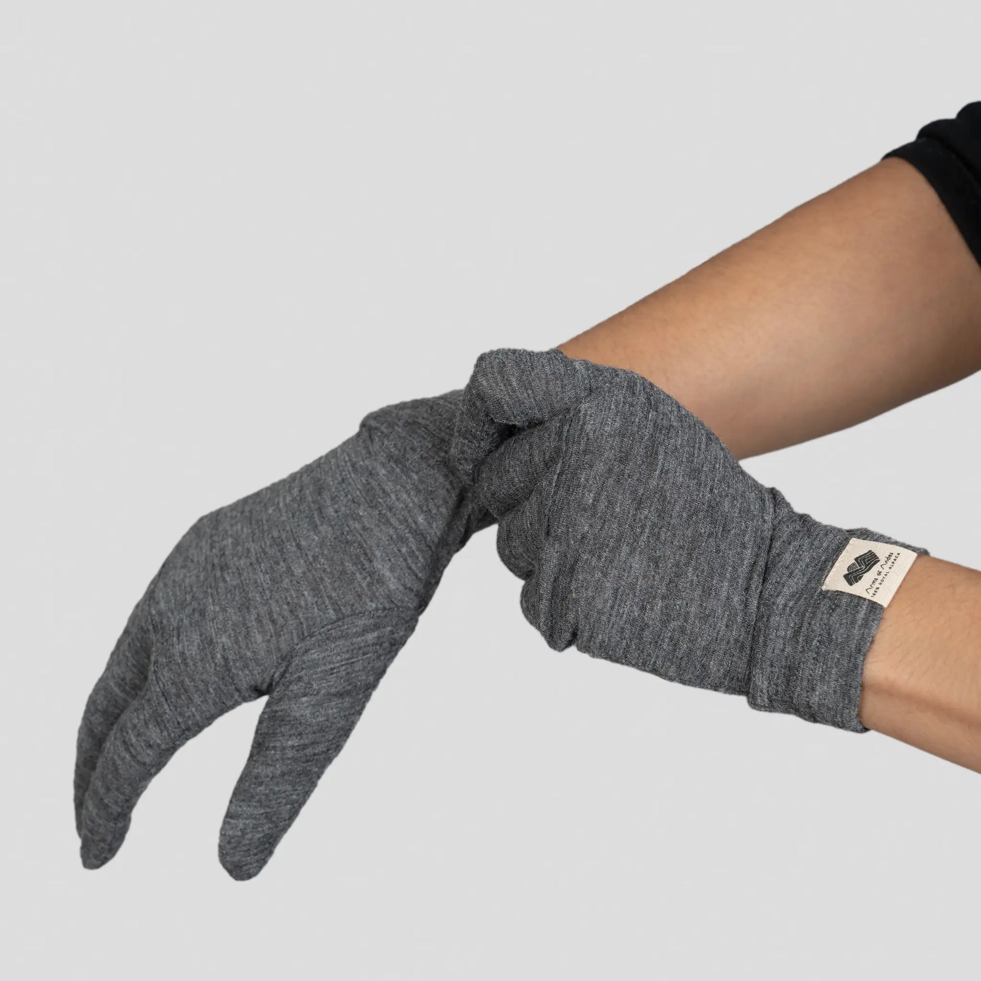 Unisex Alpaca Wool Glove Liners: 160 Ultralight color Gray