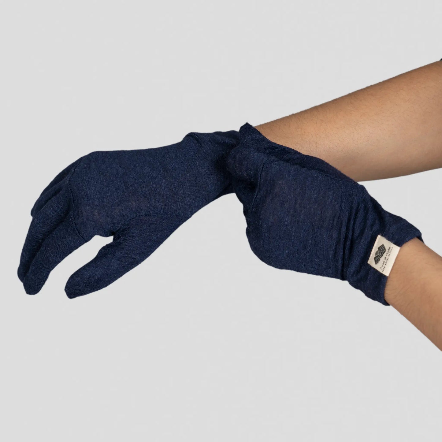 Unisex Alpaca Wool Glove Liners: 160 Ultralight color Natural Blue