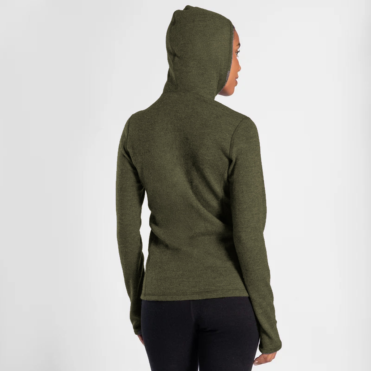 womens thermal wool pullover hoodie midweight color green