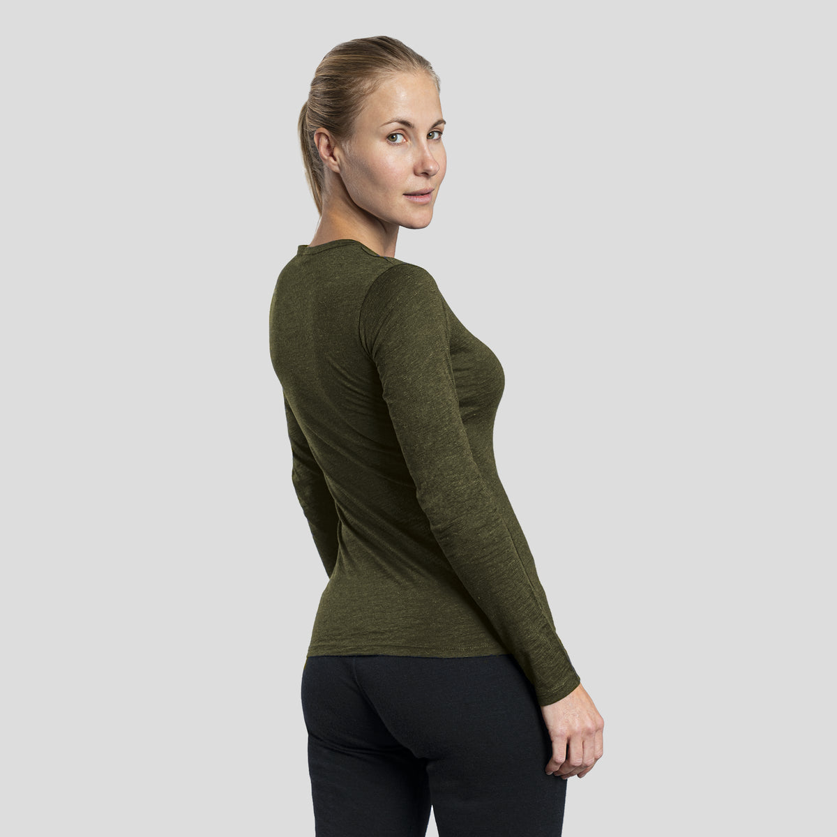 womens sustainable clothing long sleeve shirt color green