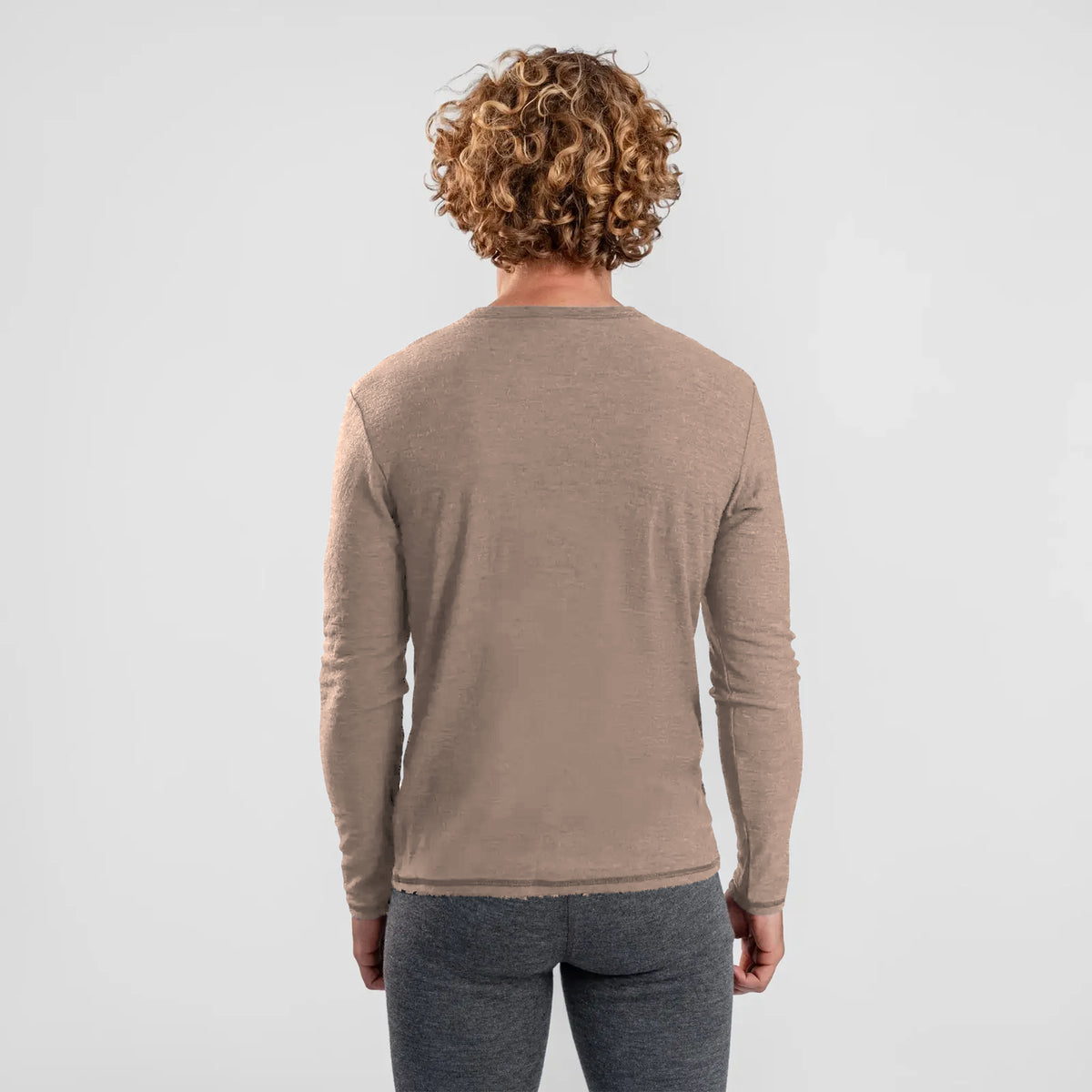 mens low impact dye long sleeve tshirt color sand