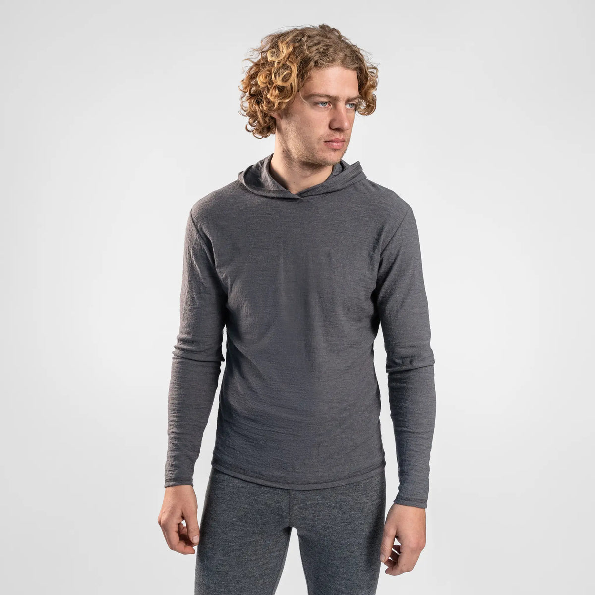 Men's Alpaca Wool Sun Hoodie: 160 Ultralight color gray