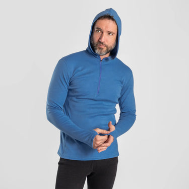 mens adventure baselayer half zip hoodie color baby blue
