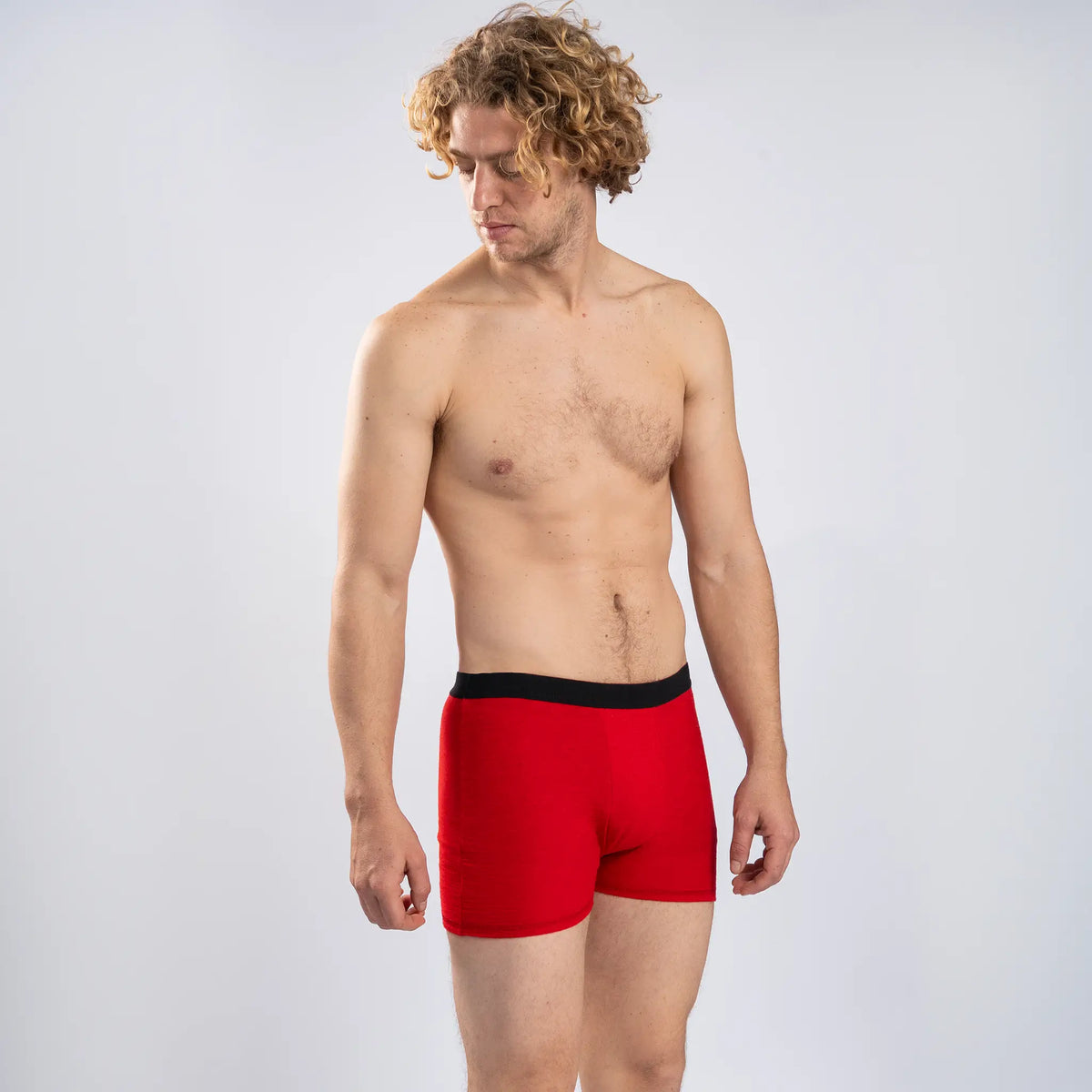 Men's Alpaca Wool Boxer Briefs: 160 Ultralight color red