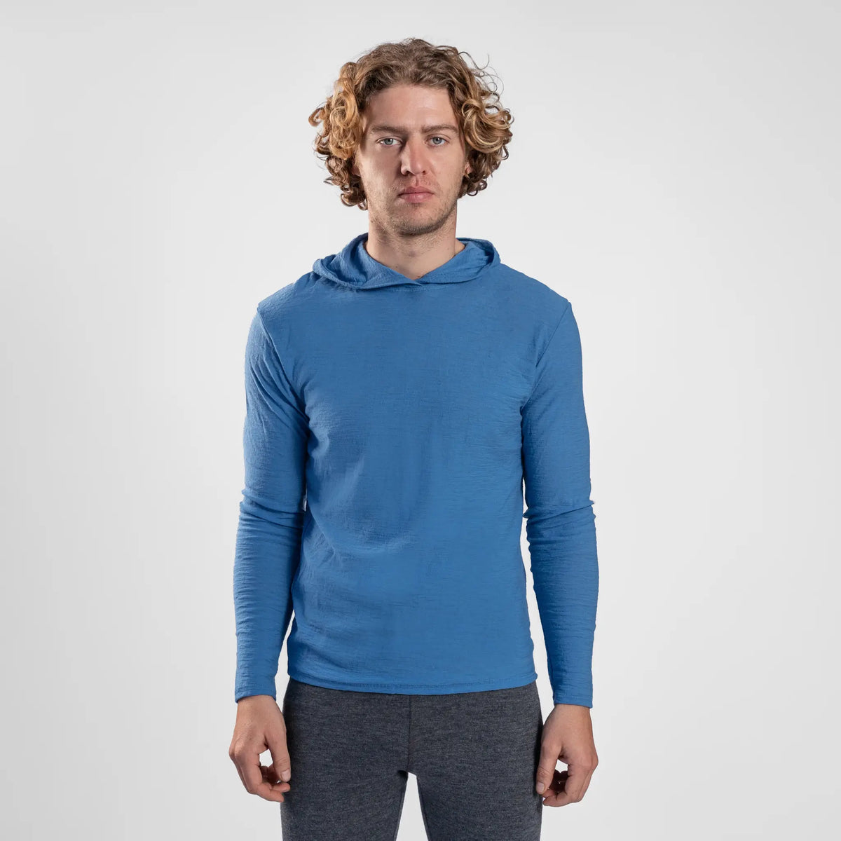 Men's Alpaca Wool Sun Hoodie: 160 Ultralight color baby blue