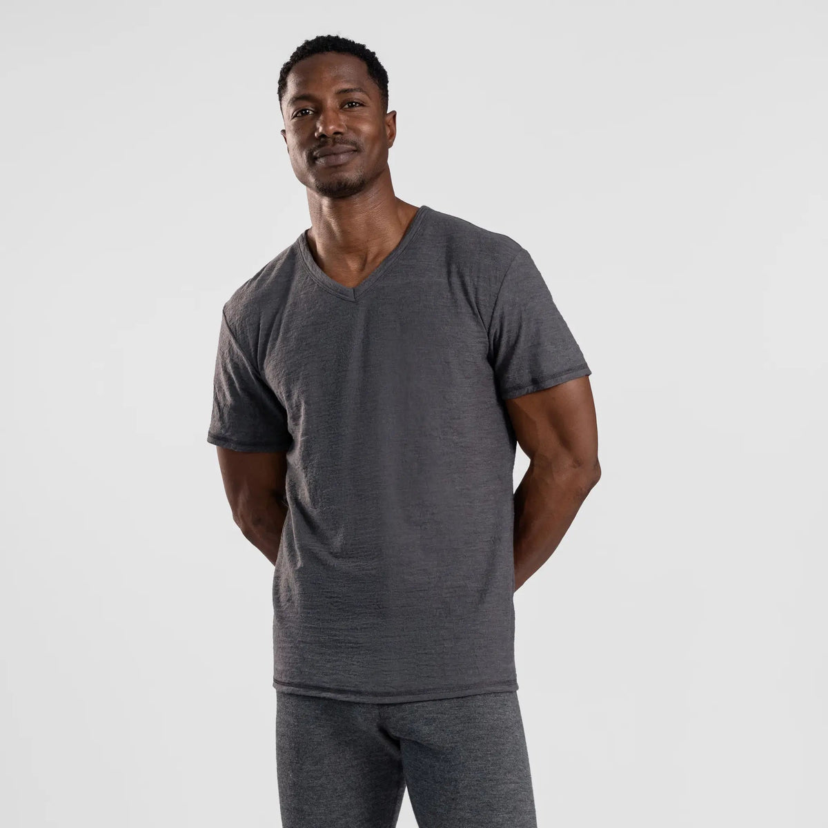 Men's Alpaca Wool T-Shirt: 160 Ultralight V-Neck color gray