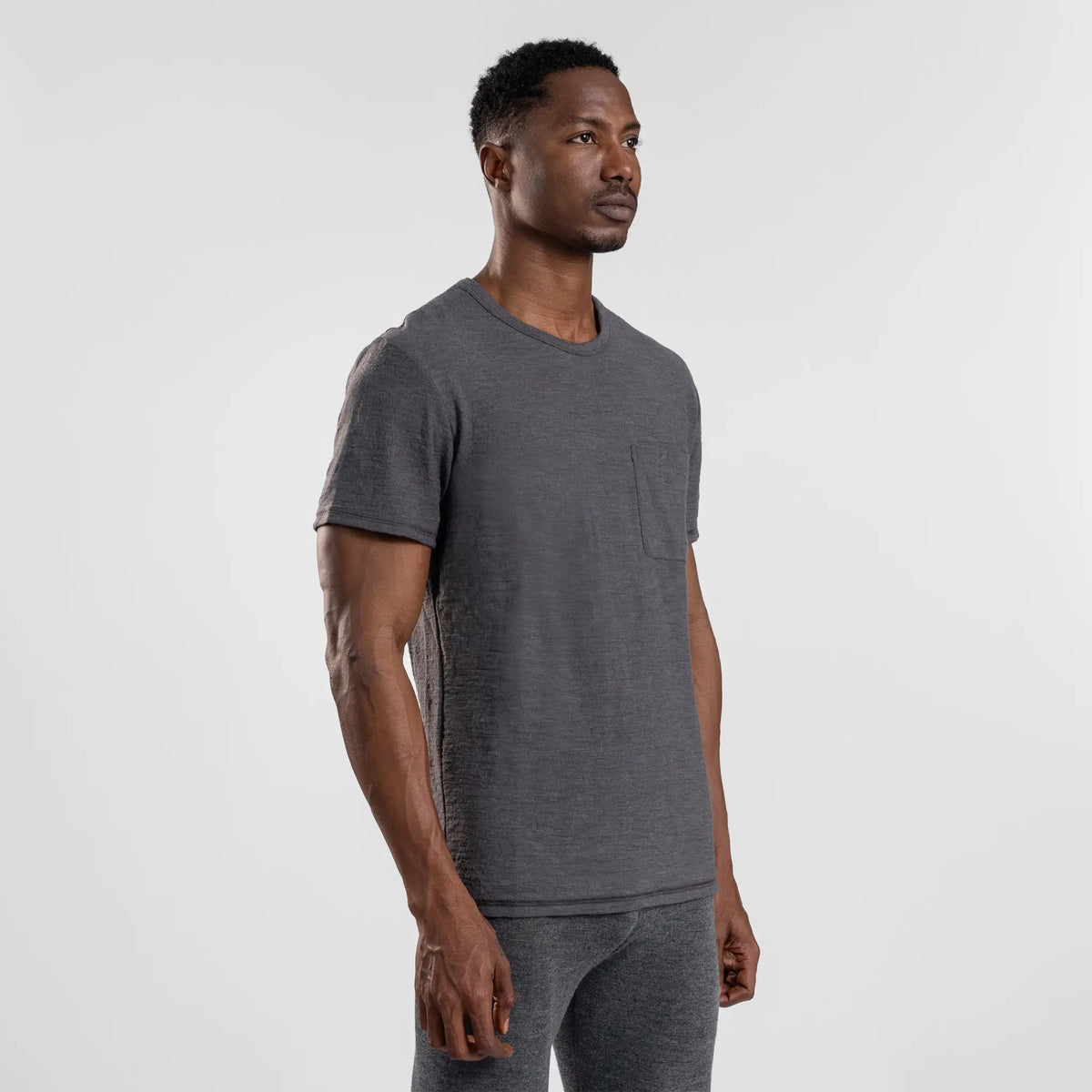 mens all activities crew pocket color gray