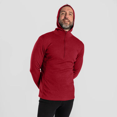 mens all natural baselayer half zip hoodie color maroon