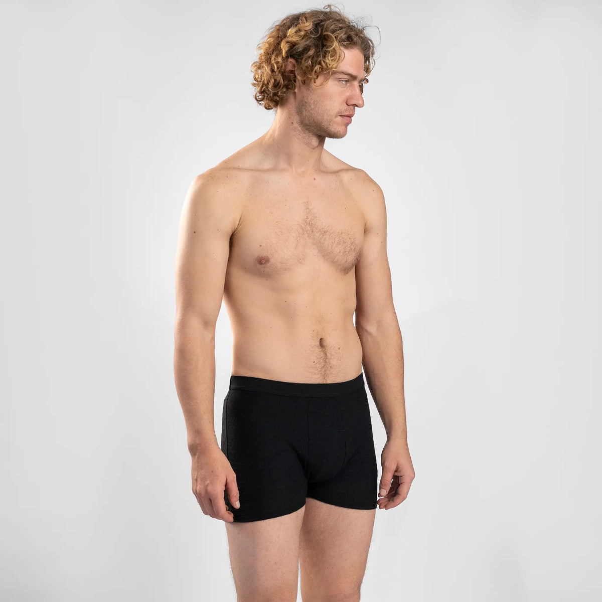 Men's Alpaca Wool Boxer Briefs: 160 Ultralight color black