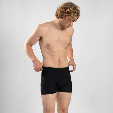 mens all natural boxer w fly color black