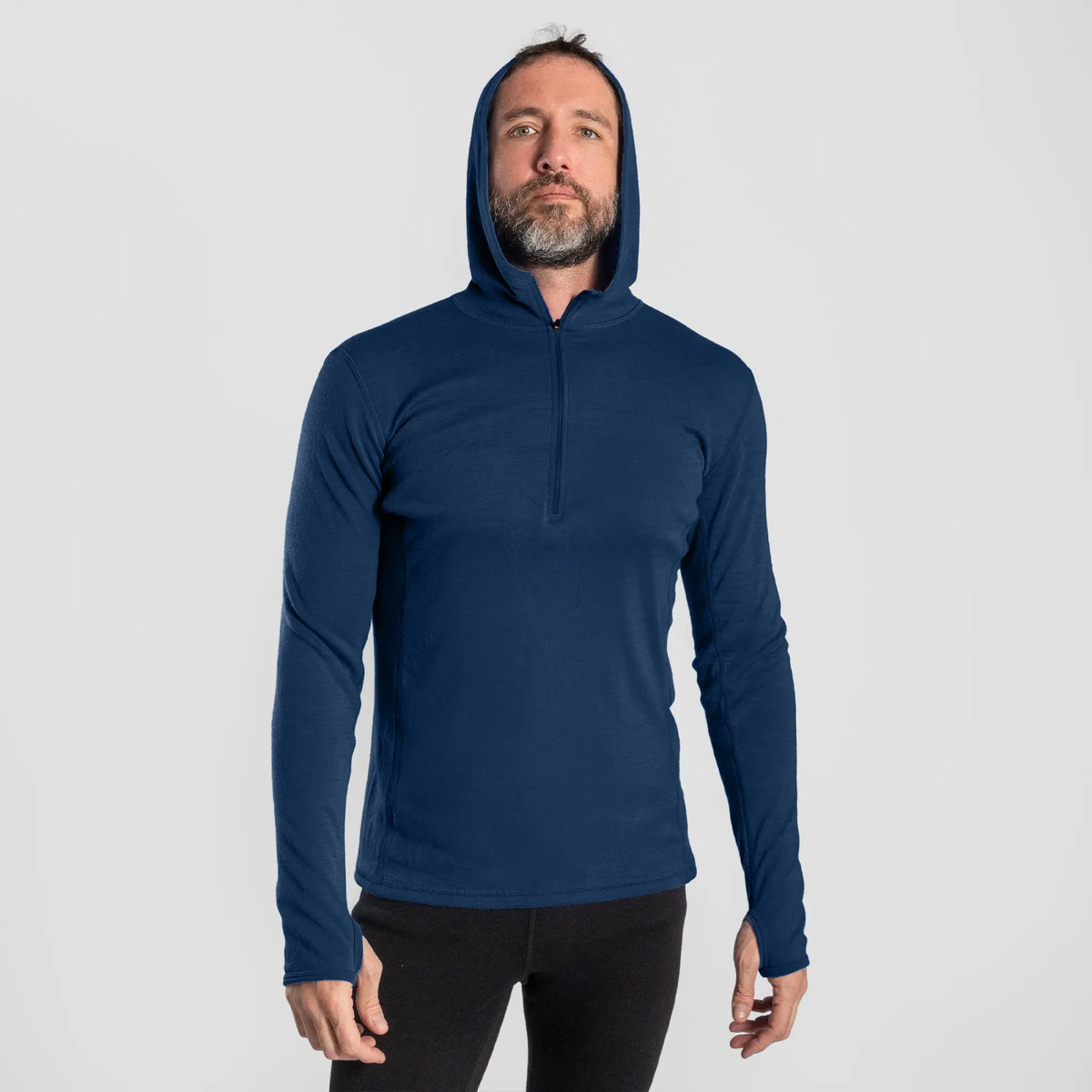 mens all purpose baselayer half zip hoodie color natural blue