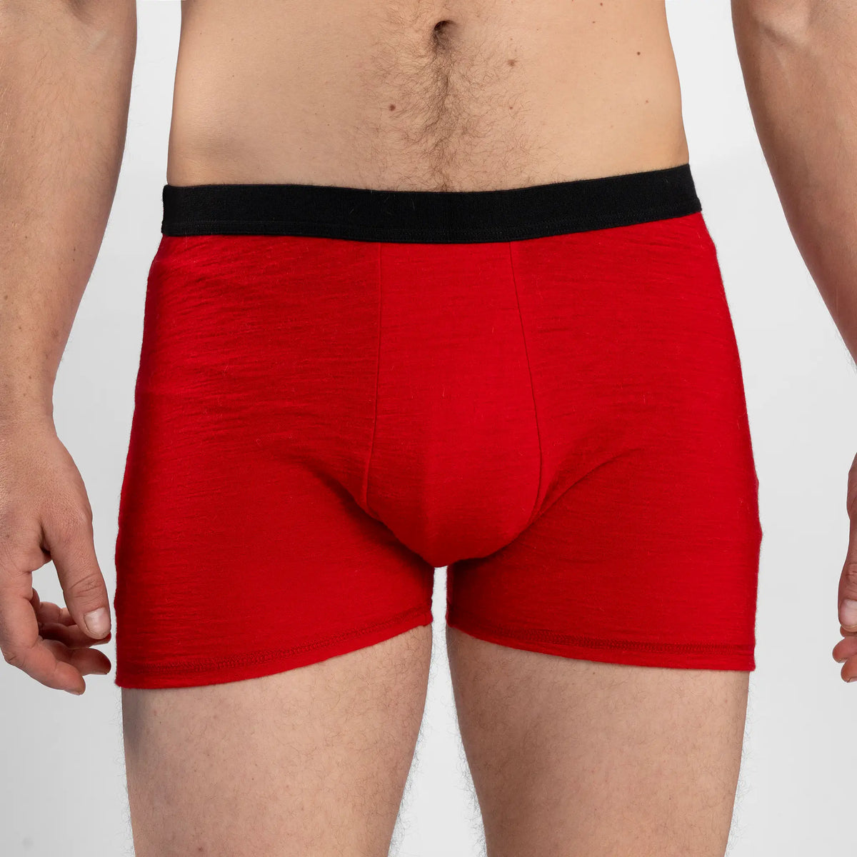 Men's Alpaca Wool Boxer Briefs: 160 Ultralight color red