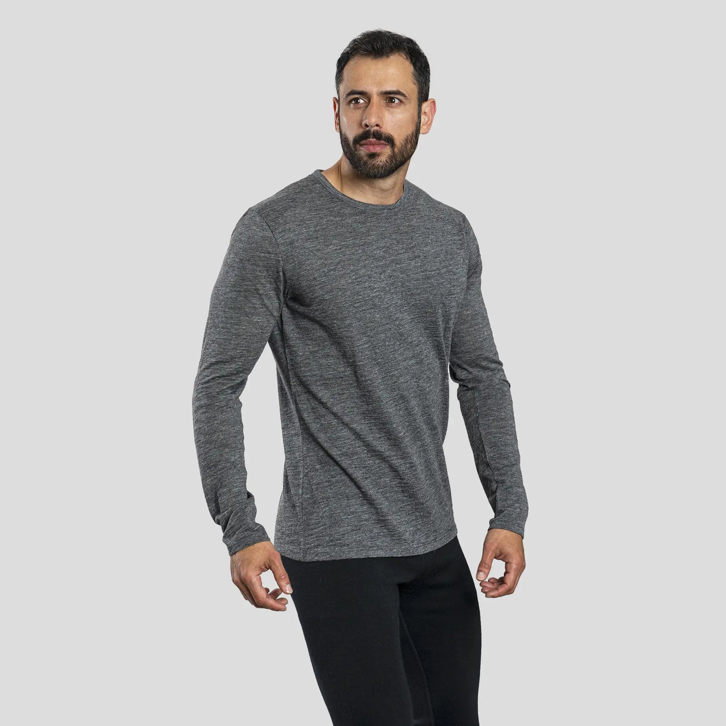 Men's Alpaca Wool Long Sleeve Shirt: 160 Ultralight color Gray