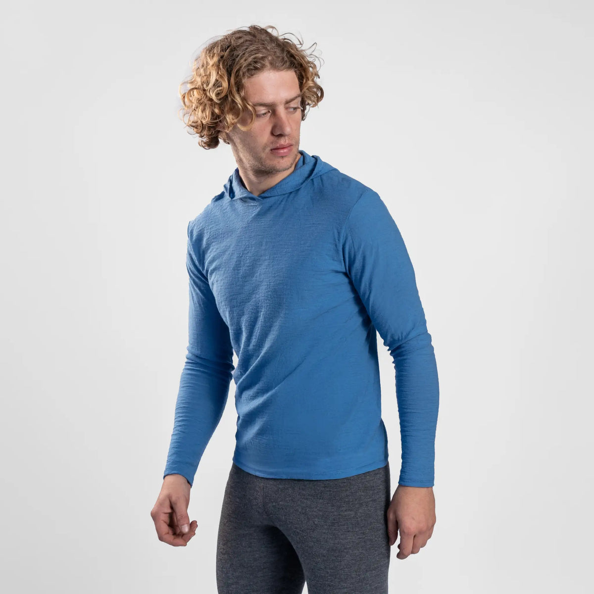 Men's Alpaca Wool Sun Hoodie: 160 Ultralight color baby blue