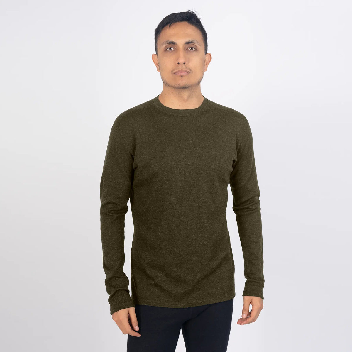 Men's Alpaca Wool Sweater: 300 Lightweight color green