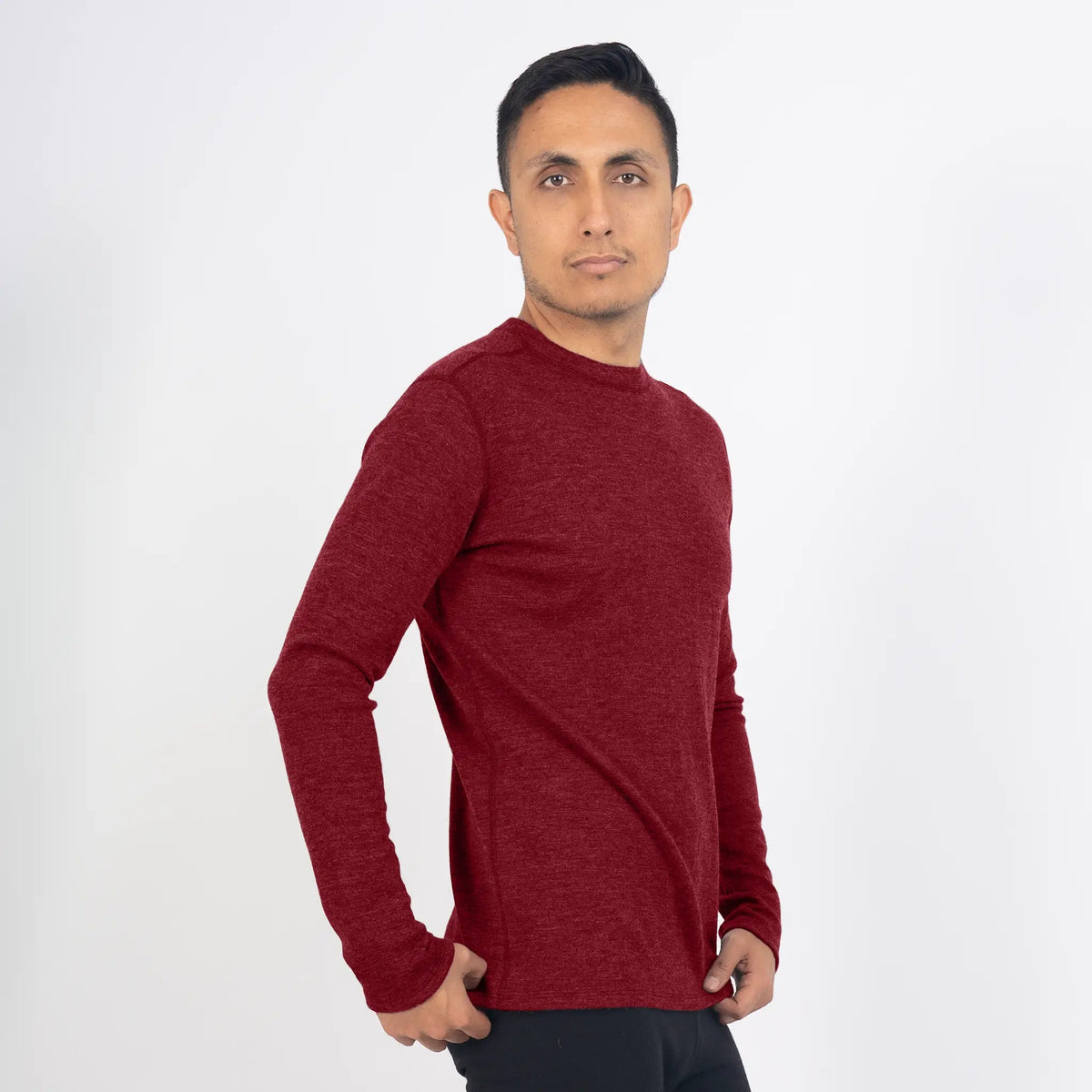 Men's Alpaca Wool Sweater: 300 Lightweight color maroon