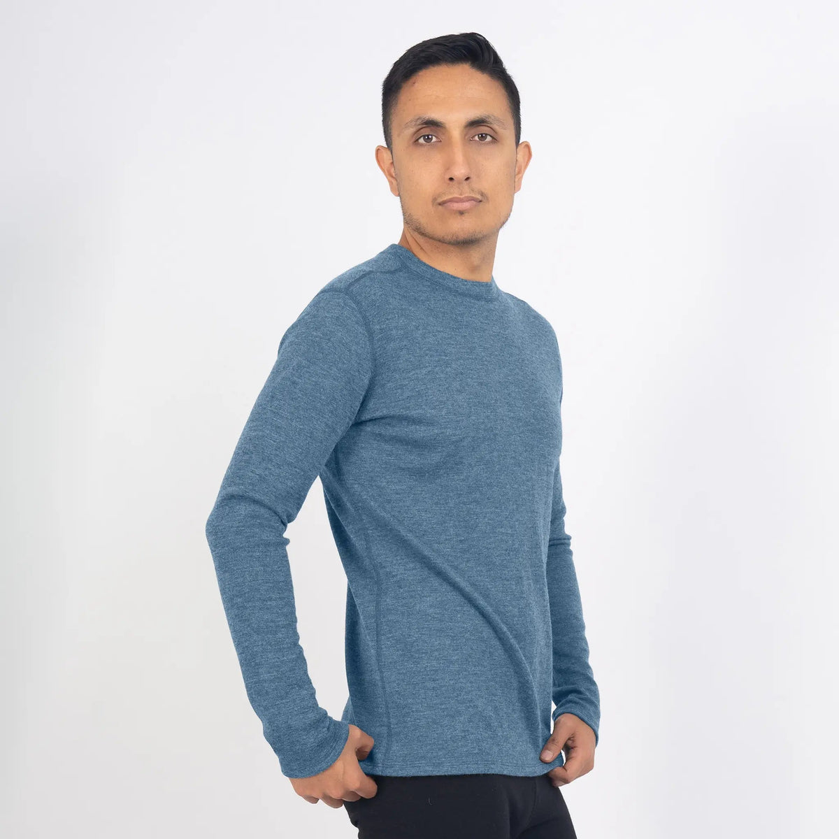 Men's Alpaca Wool Sweater: 300 Lightweight color baby blue