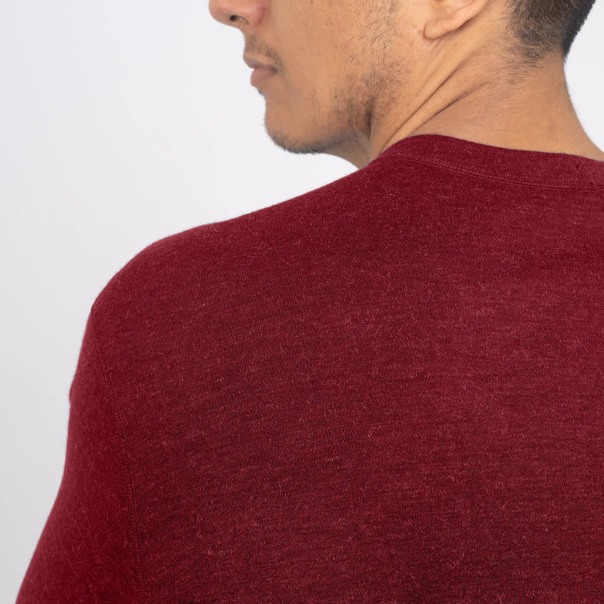 Men's Alpaca Wool Sweater: 300 Lightweight color maroon