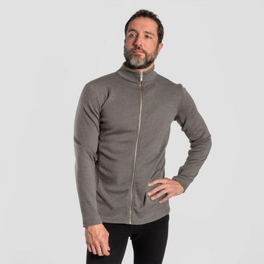 mens alpaca wool fabric jacket full zip color natural gray