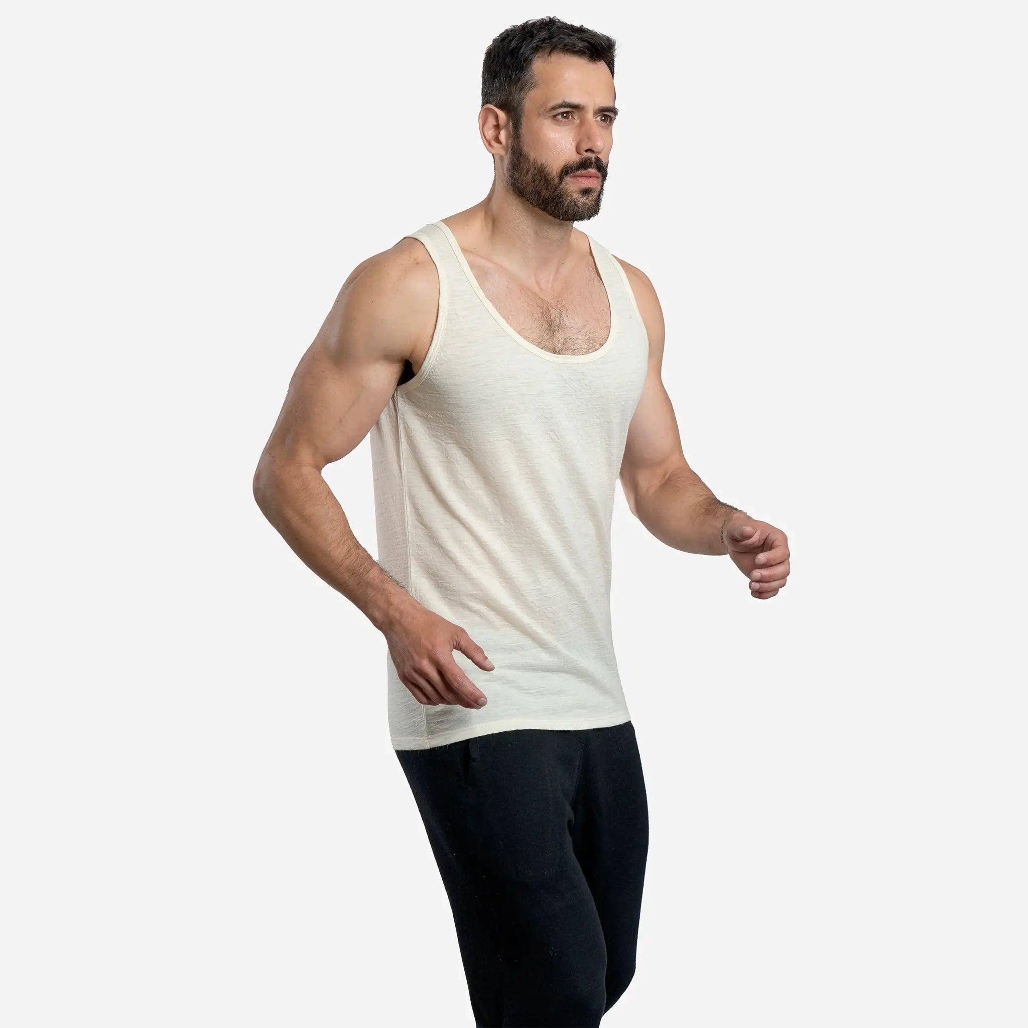 mens alpaca wool fabric tank top color undyed