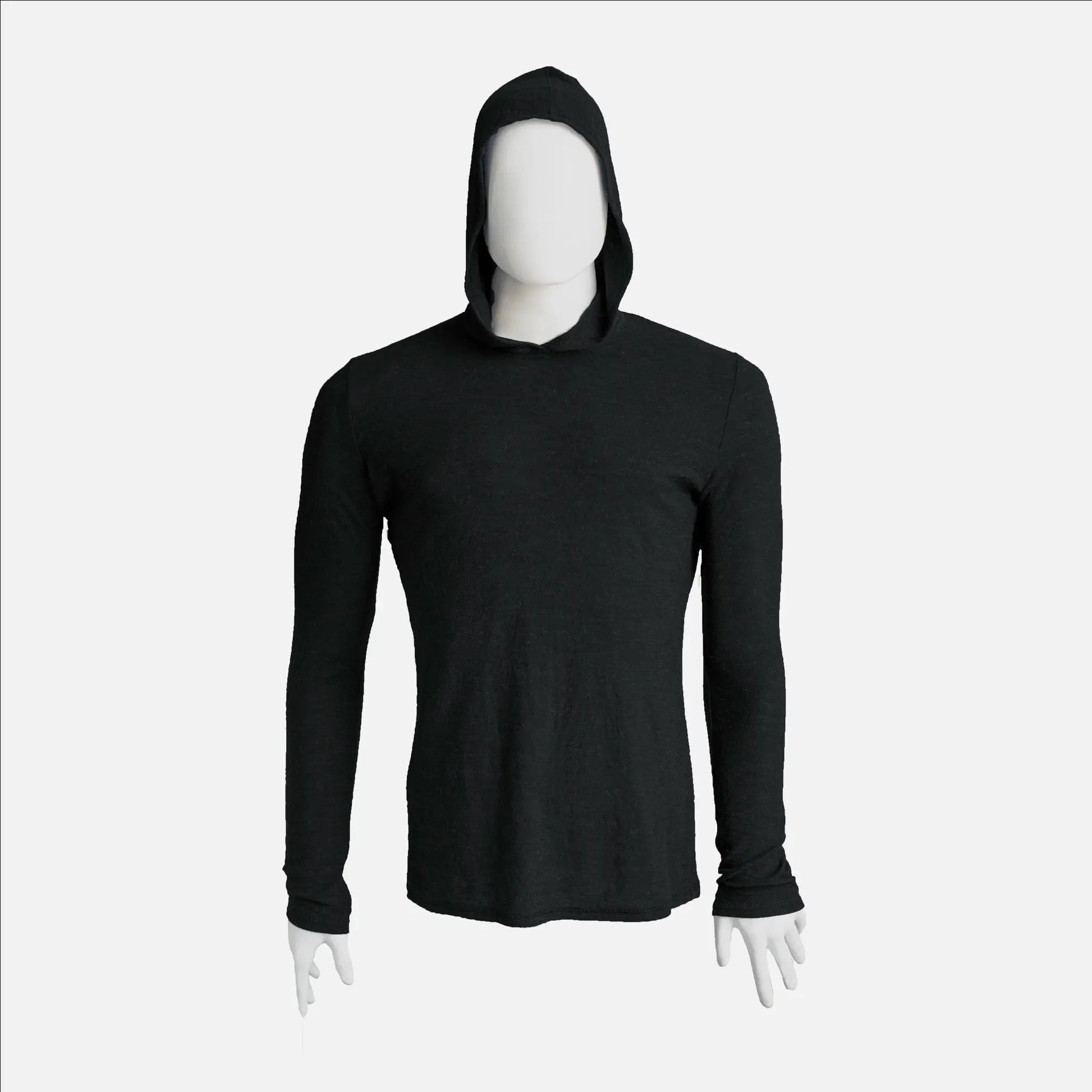 mens alpaca wool sun hoodie color black
