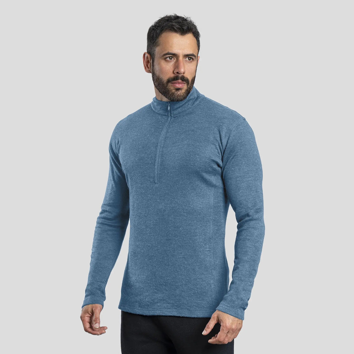 Men's Alpaca Wool Base Layer: 300 Lightweight Half-Zip color baby blue