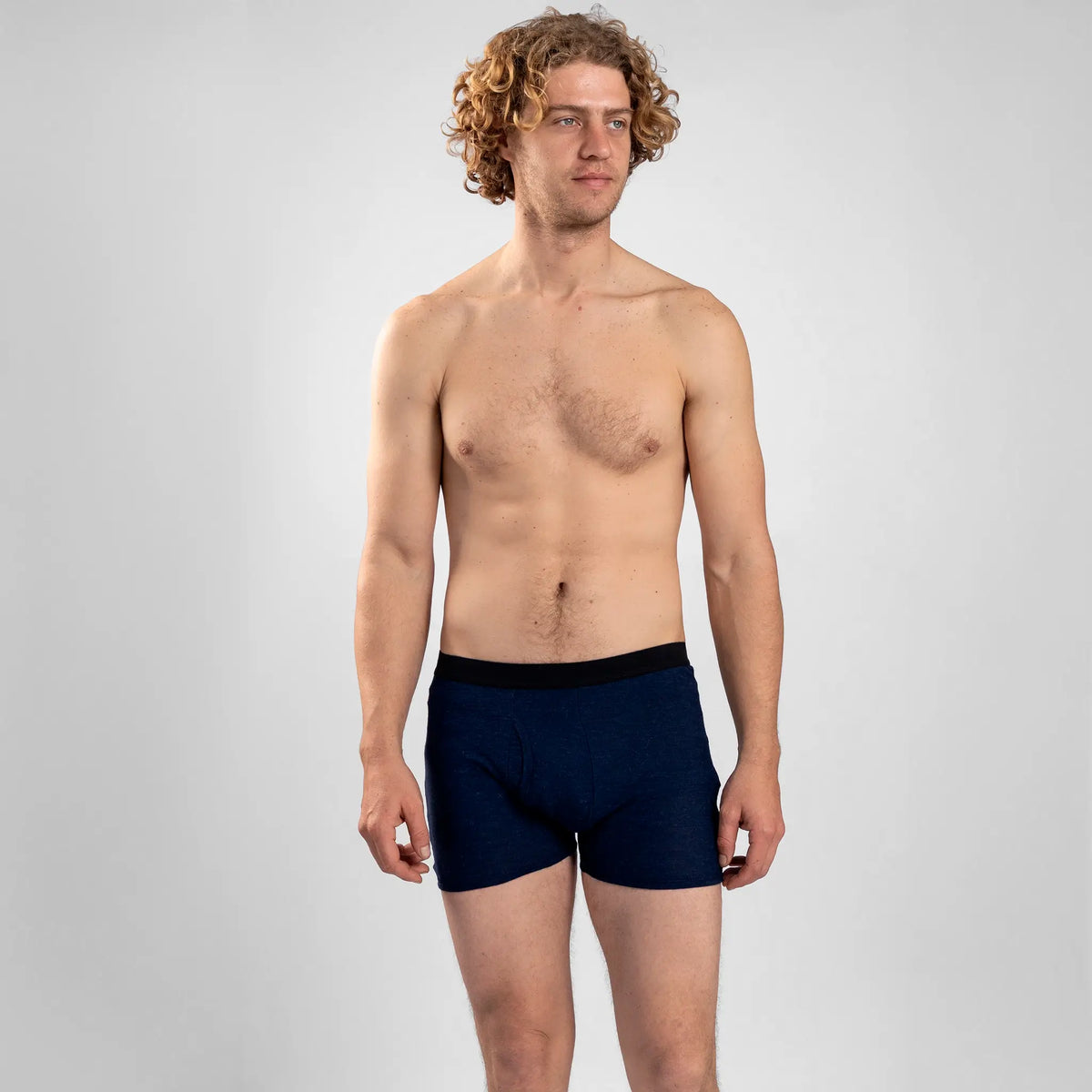 Men's Alpaca Wool Boxer Briefs fly color navy blue
