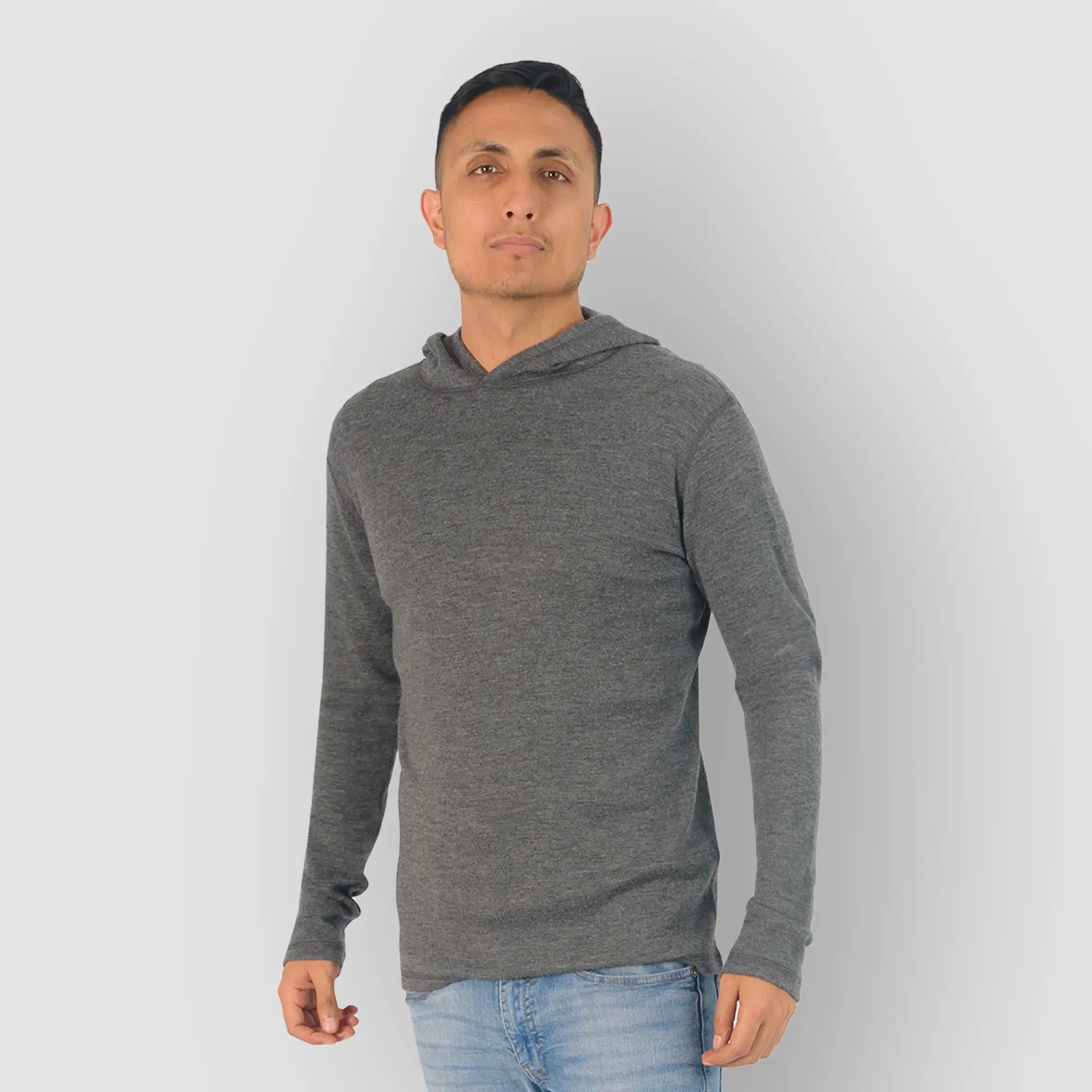 mens antibacterial pullover hoodie lightweight color gray