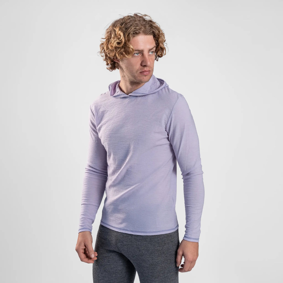 Men's Alpaca Wool Sun Hoodie: 160 Ultralight color lilac