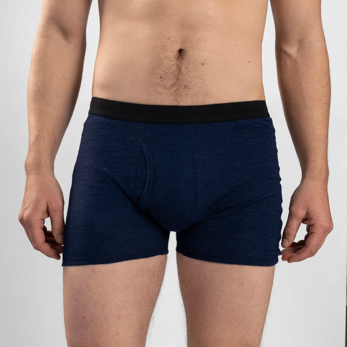Men's Alpaca Wool Boxer Briefs fly color navy blue
