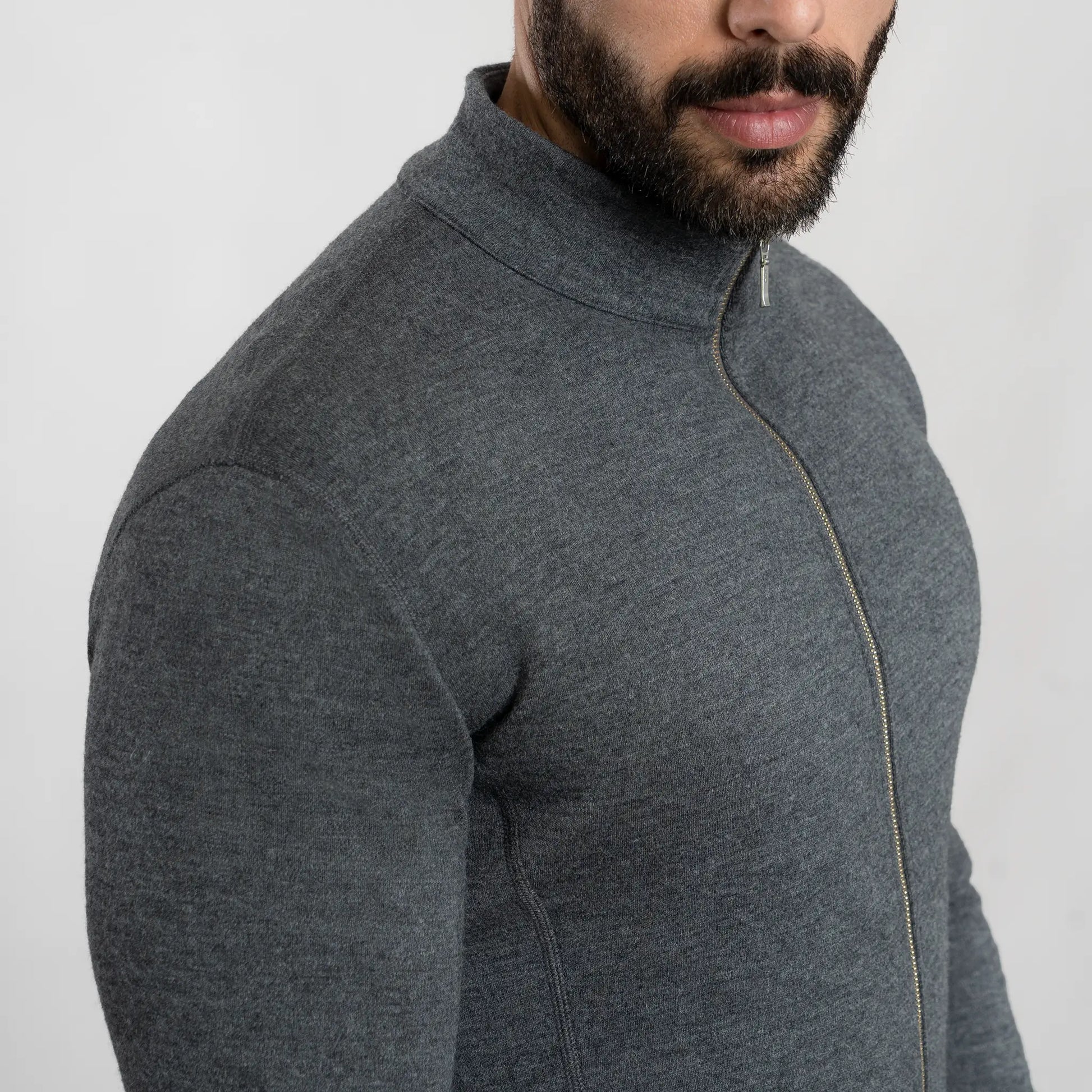 Men's Alpaca Wool Jacket: 420 Midweight Full-Zip color Gray
