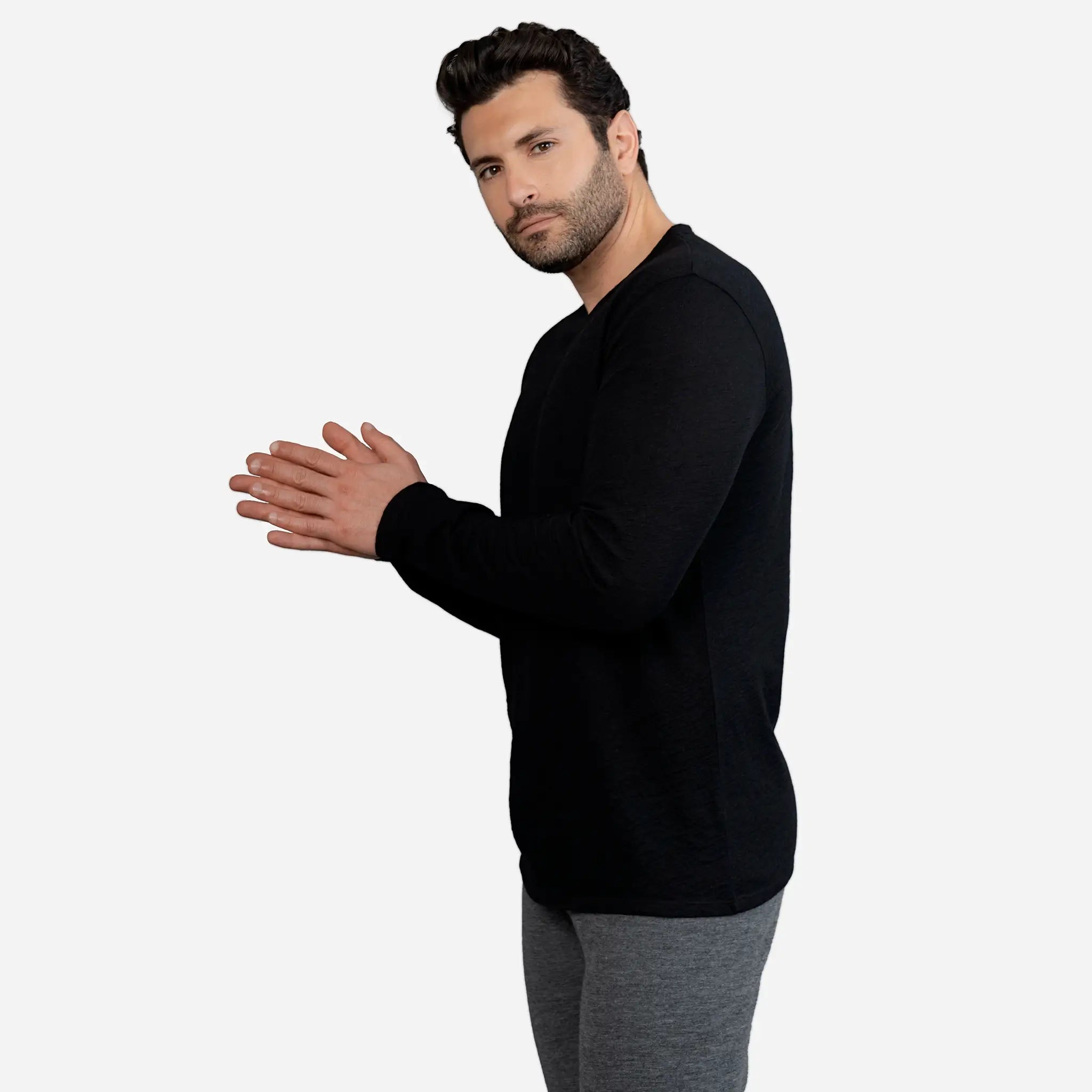mens antiodor long sleeve tshirt color black