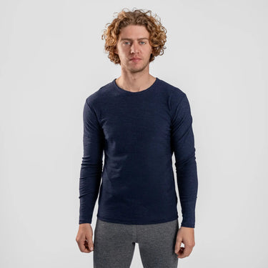 Men's Alpaca Wool Long Sleeve T-Shirt: 160 Ultralight color navy blue