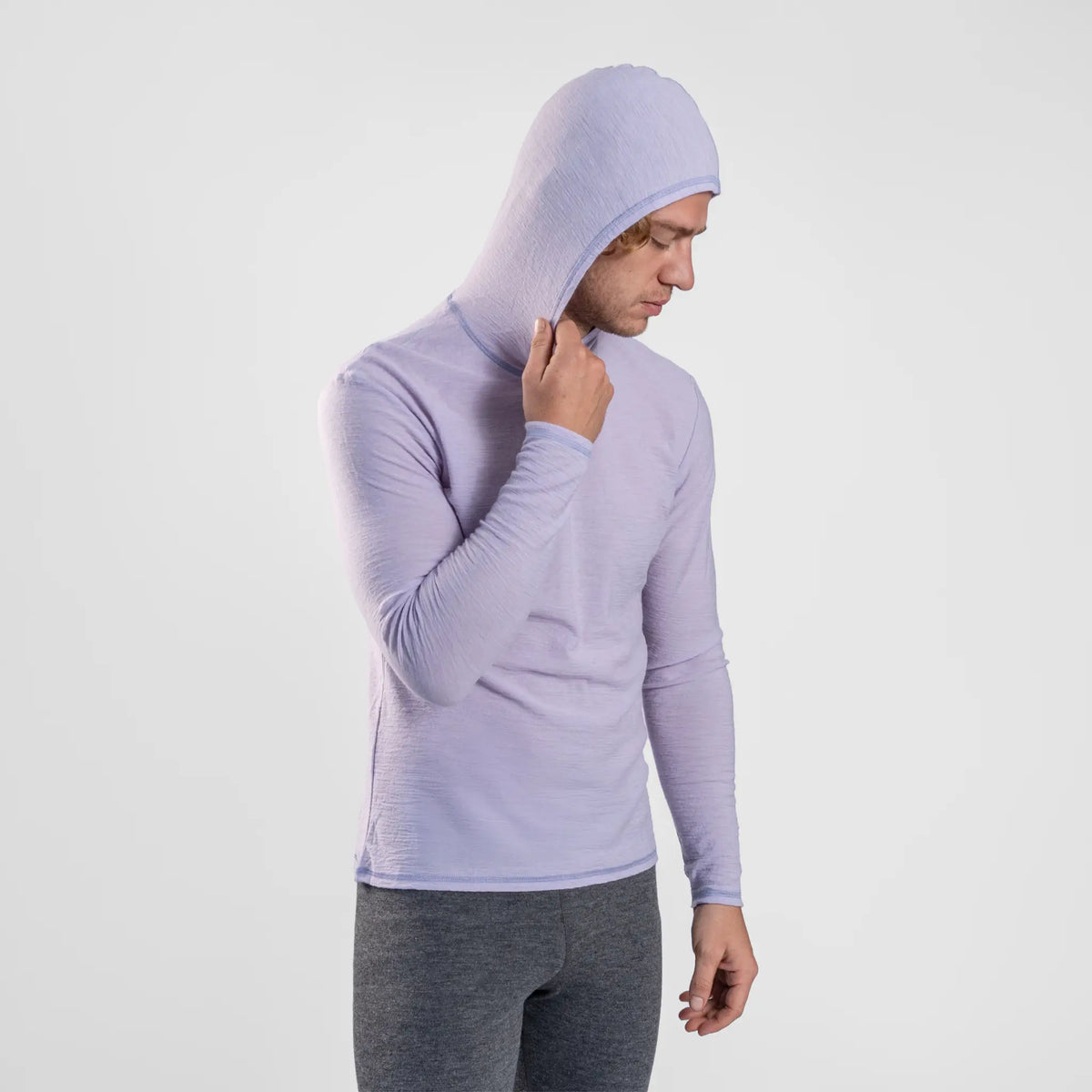Men's Alpaca Wool Sun Hoodie: 160 Ultralight color lilac