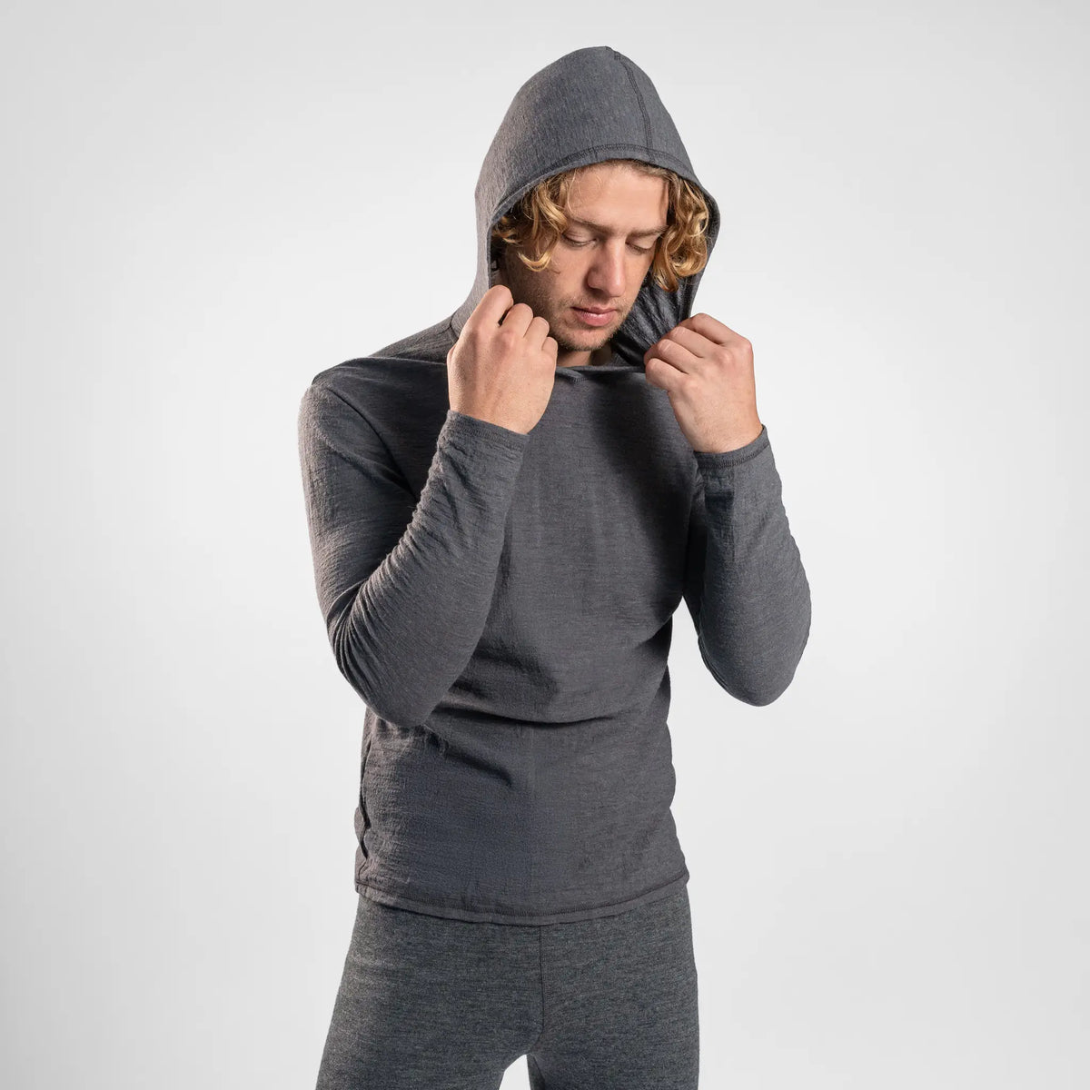 Men's Alpaca Wool Sun Hoodie: 160 Ultralight color gray