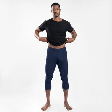 mens athletic leggings 34 lightweight color navy blue